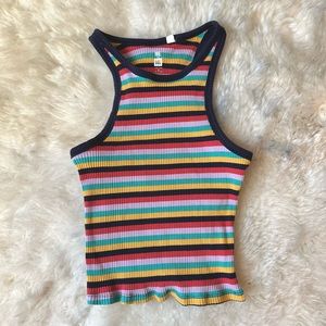 Ribbed Striped Crop Top Size Medium
